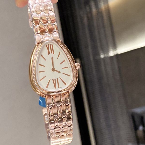 

Popular women's quartz watch fashion 33mm stainless steel gold watch plate waterproof personality girl snake Diamond moissanite 2022The New, Black