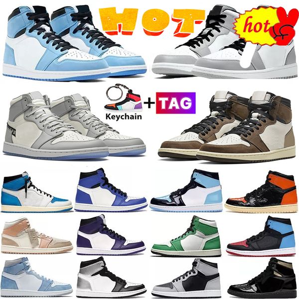 

new jumpman 1 1s basketball shoes men women black white heritage bred patent university blue hype royal dark mocha shadow mens trainer nb