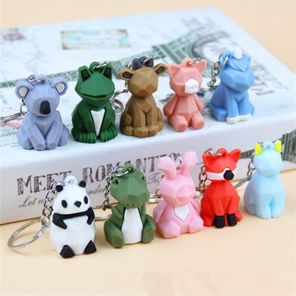 

cute resin keychain charm dinosaur rabbit animal pendant for women bag car keyring mobile phone fine jewelry accessories kids girl gift, Silver