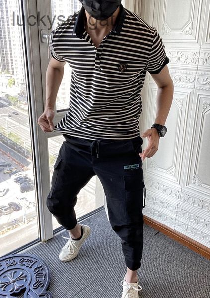 

designer t shirt and polo shirt zhan ma's house ice oxygen lycra new fabric + crown label b embroidery men's casual short sleeve s, Black