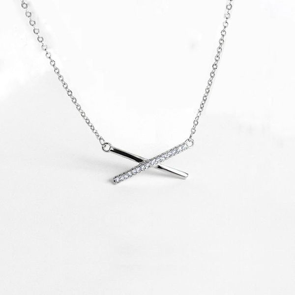 

alphabet x clavicle chain cross x necklace clavicle chain, Silver