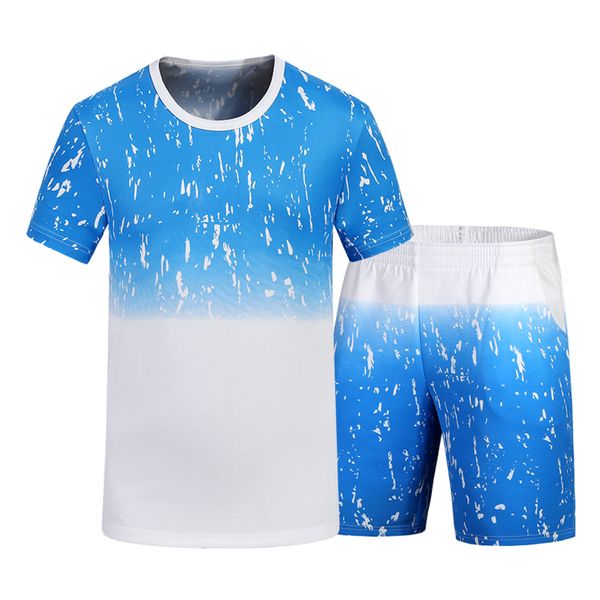 

summer men clothing set sky print tshirts short sleeve fashion mens short sets casual male slim aa, Gray