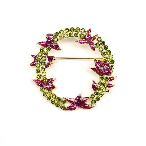 

30 pcs/lot custom brooches fashion rhinestone enamel christmas wreath pin for xmas gift/decoration, Gray
