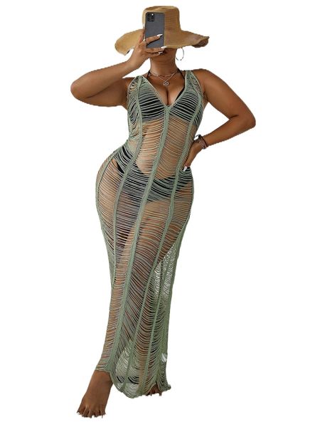 

plus crisscross backless cover up dress without bikini c9lw#, Black