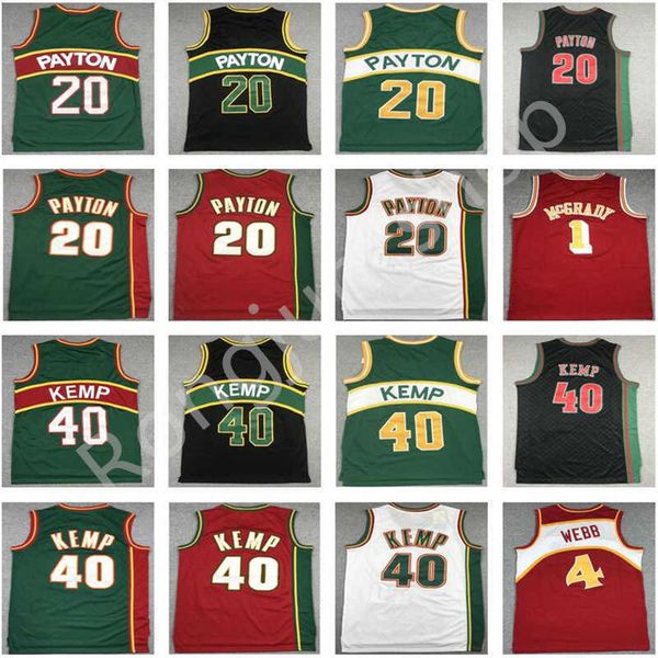 

mitchell and ness basketball shawn kemp 40 gary payton 20 ray allen 34 spud webb 4 tracy mcgrady 1 jerseys vintage, Black