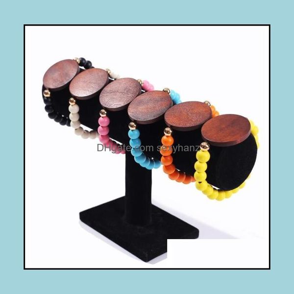 Perlenstr￤nge Armb￤nder Schmuck S￼￟igkeiten Farbe Holz Perlenarmband f￼r Frauen M￤nner Geschenk personalisierte Holzperlen Stretch Drop Lieferung 2021 2
