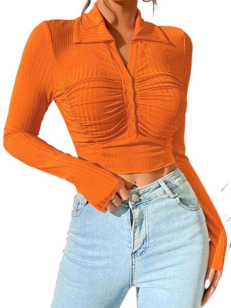 

solid ruched crop tee w0dw#, White