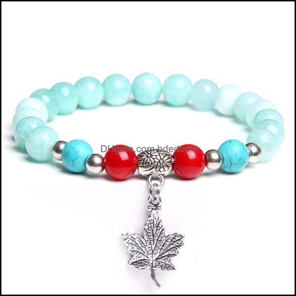 

beaded strands bracelets jewelry 10 pcs sier plated stretchy bracelet maple leaves connect many colors quartz stone white s dhx0a, Black