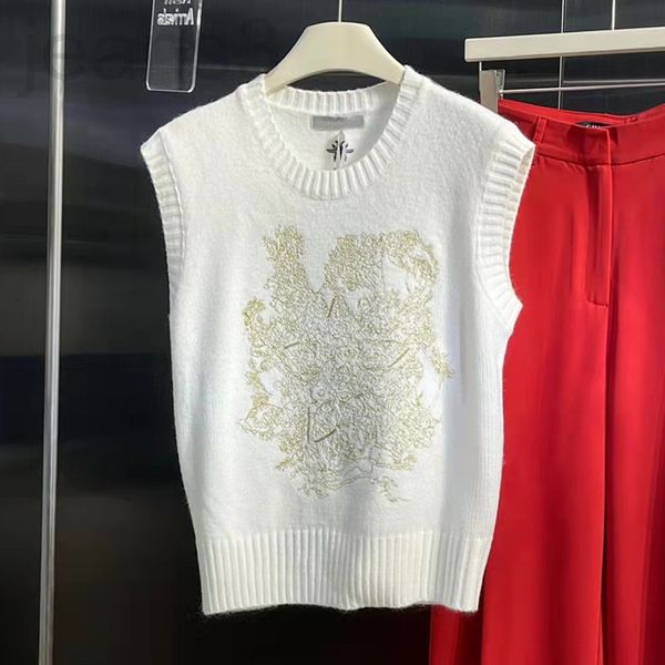 

women's sweaters designer channel goods women's vest embroidered sweater classic 2022 spring and autumn new 6519, White;black