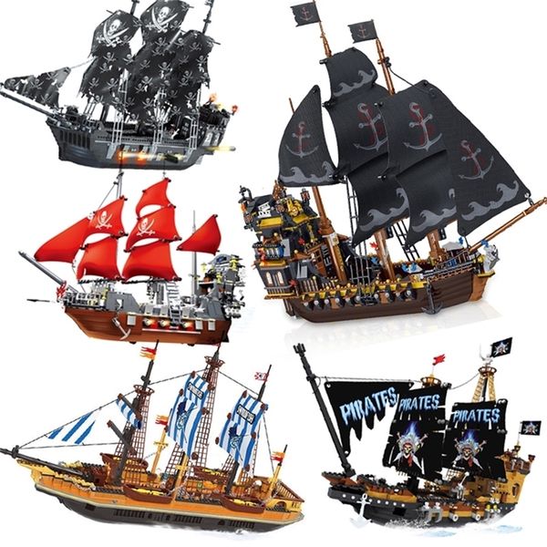 Mecumon Ship Caribbean Model Kit Black Pearl Building Blocks Diy Brick Kids Toys Kids Classic Moc 220715