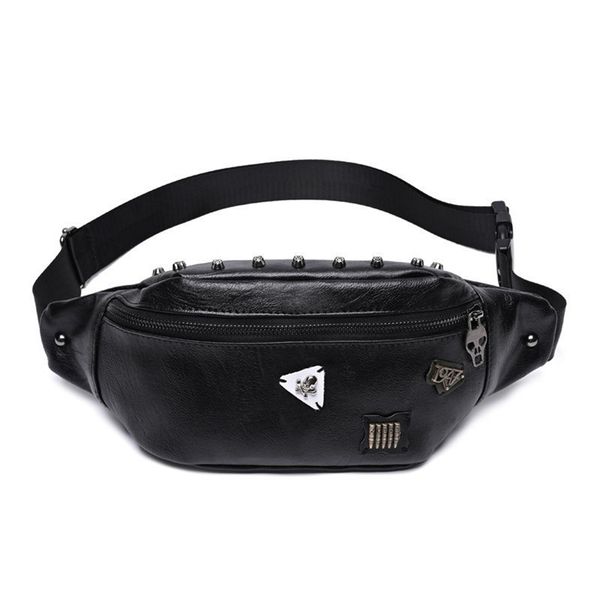 

mihaivina men skull rivet fanny pack waist belt bag for women leather shoulder pouch s casual luxury designer 220507
