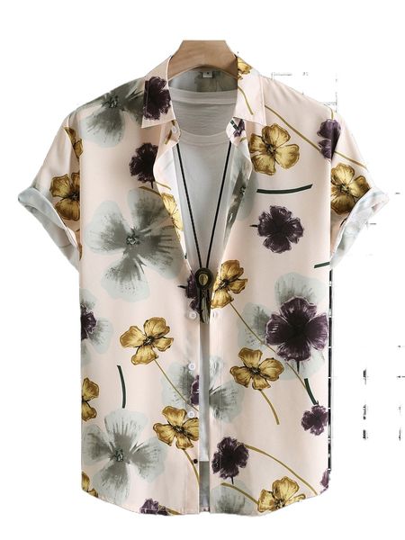 

men random floral print shirt without tee b3ce#, White;black