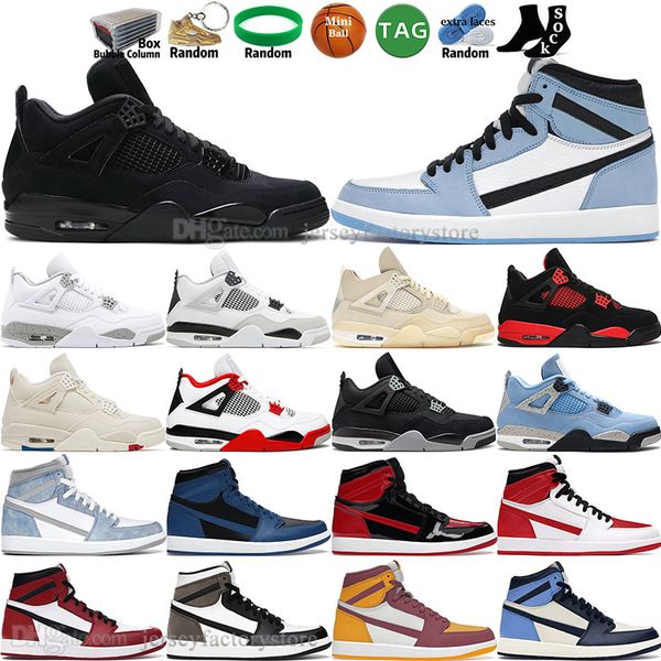

black cat white oreo sail military 4 4s mens basketball shoes 1 1s university blue heritage fire red thunder patent bred men outdoor sports