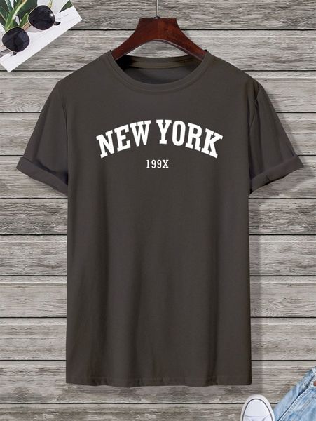 

men letter graphic short sleeve tee 43l2#, White;black