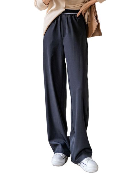 

dazy high waist contrast striped tape pants y9po#, Black;white