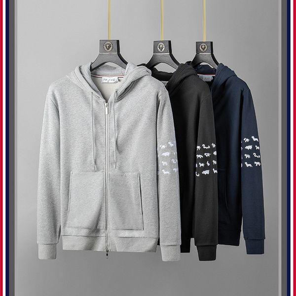 

men's hoodies sweatshirts embroidery hoodie cardigan women's striped loose couple jacket, Black