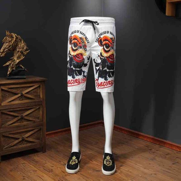 

men's fashion trend new personality casual brand shorts wholesale summer sports thin suit pants, White;black