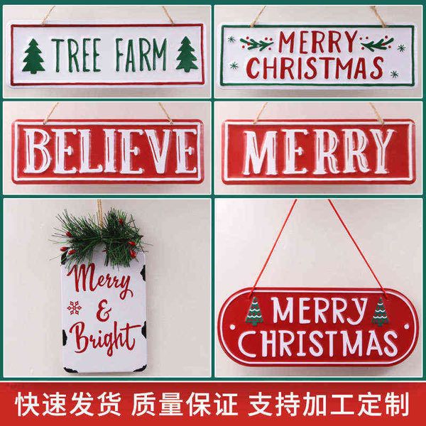 

factory outlet creative iron christmas sign mini hanging welcome shop window decoration