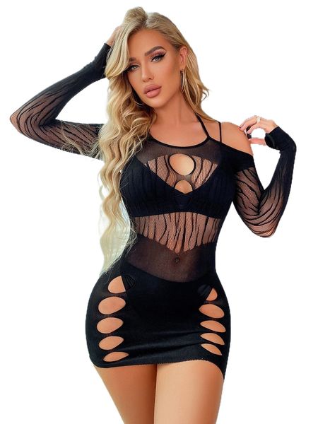 

cut out mesh dress without liner h548#, Black;red