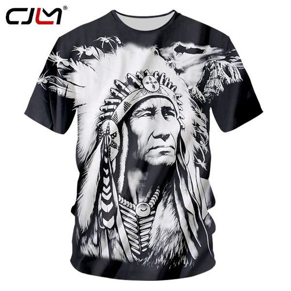 Yaz Tshirt Siyah Erkekler 3D baskı Hint Karakter Büyük Boy Beyaz Gömlek Hiphop Punk Stlye Kısa Kol Yuvarlak Boyun Tees 220623