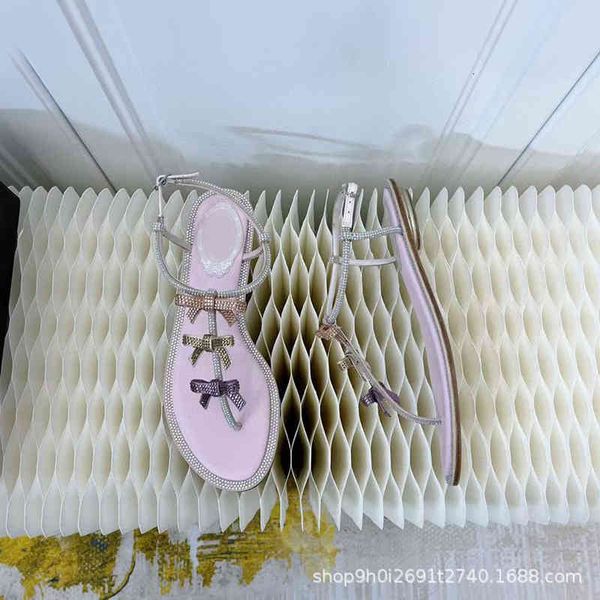 

sandals summer rome girl's breath bow clip toe full diamond temperament sparkling flat bottom beach sandals z52l, Black