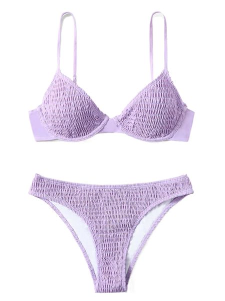 

smocked underwire bikini swimsuit d4vy#, White;black
