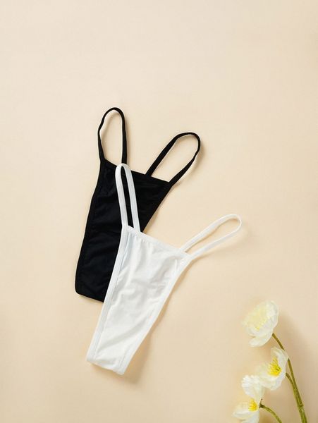 

2pcs high cut thong panty q0jn#, Black;red