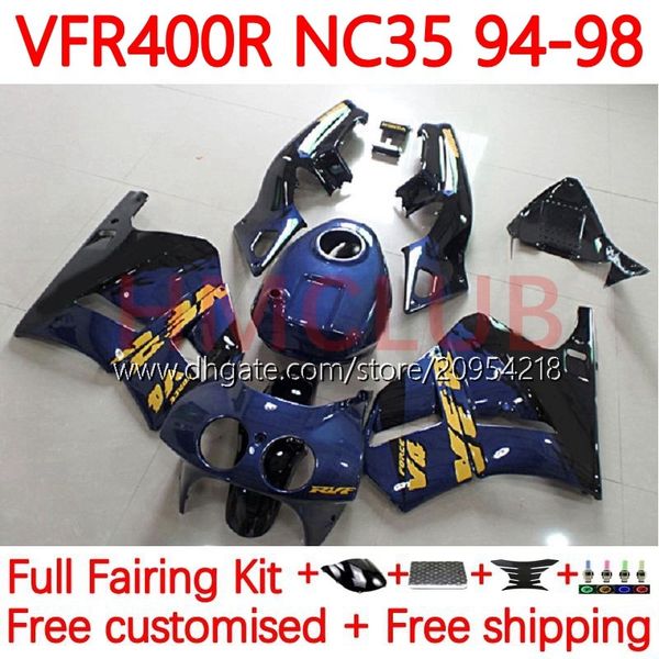 Набор Bodys для Honda RVF400R VFR400 R N35 V4 VFR400R 94-98 134NO.9 RVF VFR 400 RVF400 R 400RR 94 95 96 97 98 VFR400RR VFR 400R 1994 1995 1996 1997 1998 Fairing Blue Blue 1998