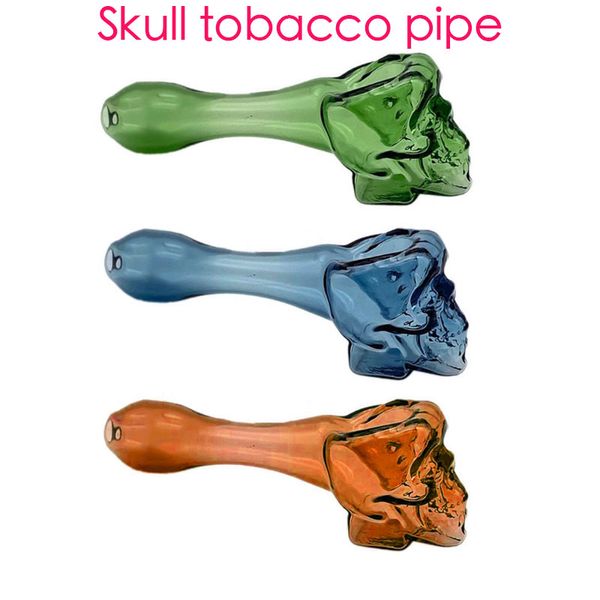 Commercio all'ingrosso mini teschio vetro bruciatore a nafta pipa fumo cenere catcher tabacco secco erbe pipe per fumare