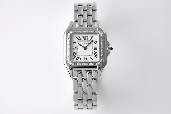 2022 Новые квадратные часы 30 мм 37 -мм леди часы Quartz Движение бриллиантовая рамка и 904L из нержавеющей стали сапфировые стеклянные стеклянные наручные часы.