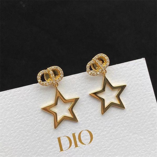 

65% off jewelry store coupon new letter inlaid rhinestone s925 silver needle women's net red same simple star earrings, Golden