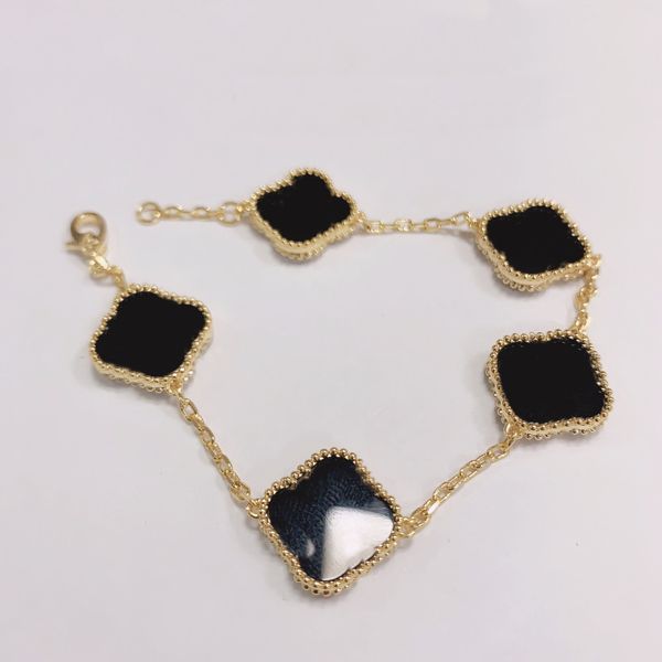 

classic fashion designer clover bracelets flowers charm bracelet love bangle link chain women luxury jewelry van gdf, Golden;silver