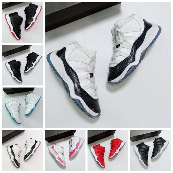 

selling designer kids shoes td cool grey 11 xi sneaker concord space jam metallic silver pink jumpman snakeskin bred legend blue children bo, Black