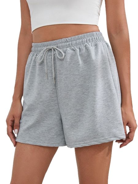 

solid drawstring waist track shorts 36qf#, White;black
