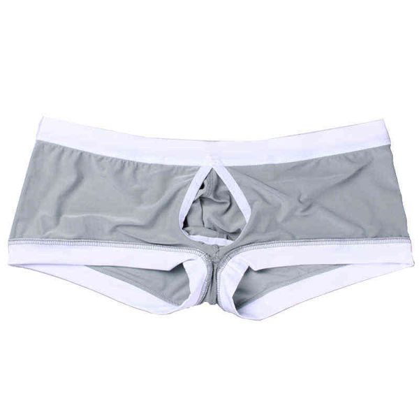 Cuecas boxer masculinas brancas JJ abertas na frente cuecas masculinas sexy bolsa de apoio cuecas cuecas protuberantes intensificador de calcinhas marca Aibc G220419