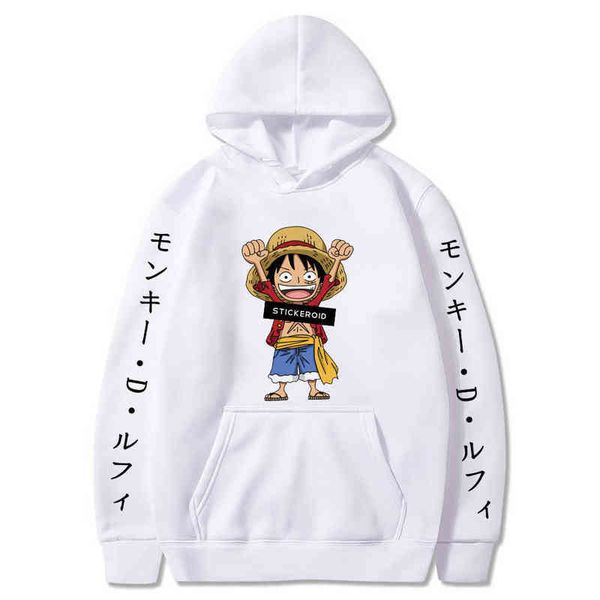Japão Anime One Piece Luffy Hoodie unissex Sunny Active Graphic Sweetshirt 2021 Fashionable Streetwear G220713