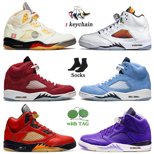 

women mens jumpman 5 5s basketball shoes high og designer sneakers dj khaled x we the mars for her off sail unc racer blue raging bull trai, White;red