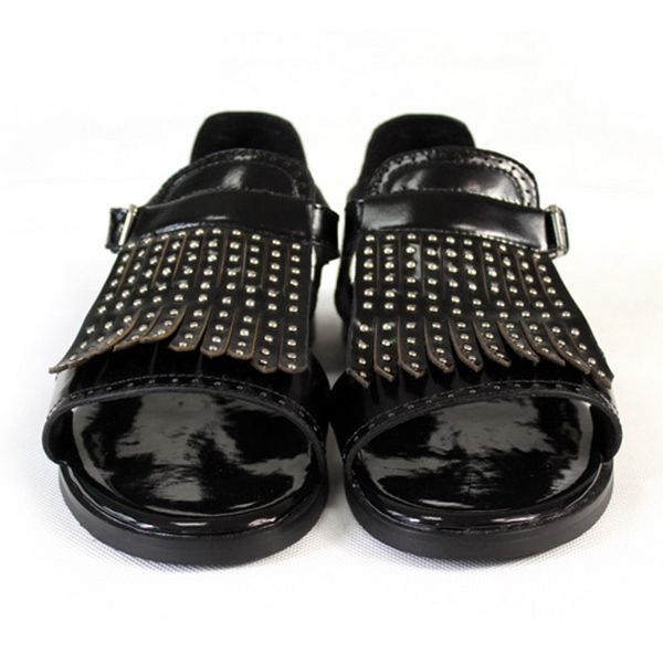 Вырезанные вырезанные ручной работы вырезанные кисточки бахромы Rome Sandals Gladians плоский каблук коскин мужские летние сандалии обувь