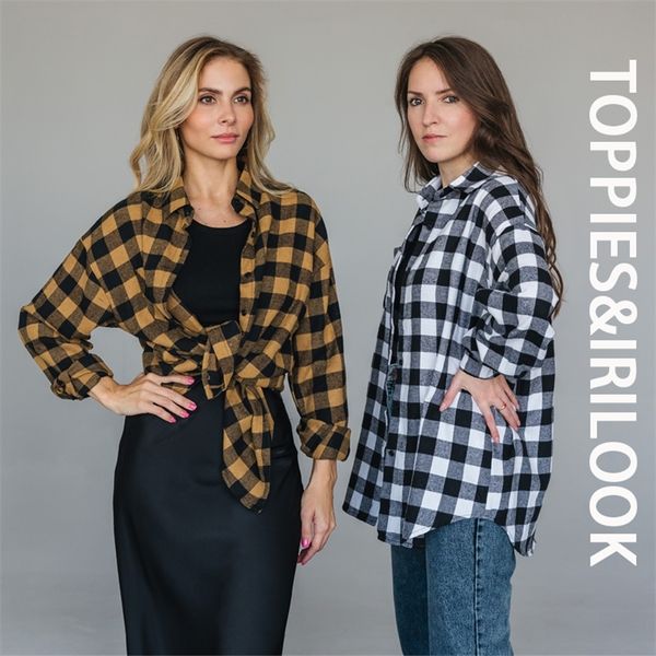 

ies vintage checked plaid shirt cotton blouse women's long sleeve casual loose front pocket 220407, White