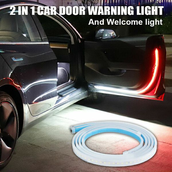 

12v car door warning lamp auto door led strip light universal door open lights strobe safety ambient lamps 120cm fexible strips