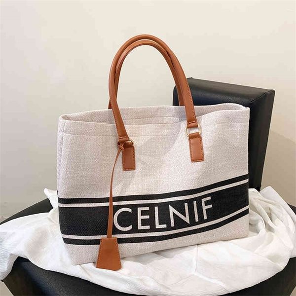 

75% off outlet store large capacity women's 2022 new fashion one shoulder canvas bag college students' class portable tote bag