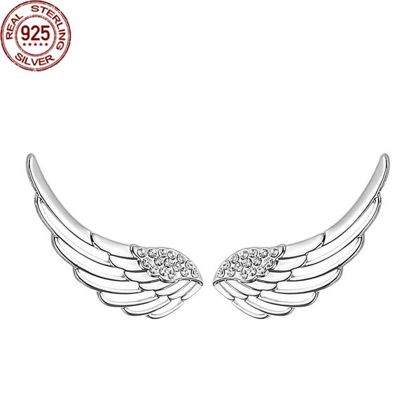 

2022 s925 sterling silver wing ear hook korean ring no hole zircon inlaid clip female's