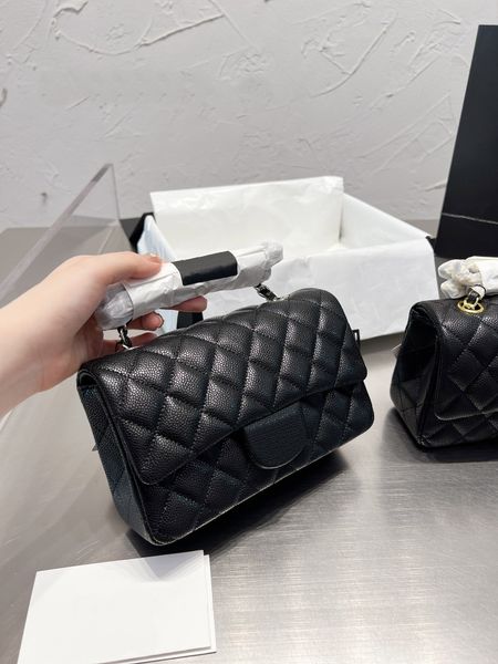 

tz ladies caviar cf series diamond bag original sheepskin handbag gold /silver chain with inner compartment for easy storage casual style po