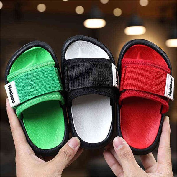 

summer 2021 canvas children sandals boys girls slippers fashion letter pattern beach shoes eva home slippers soft non-slip shoes g220523, Black;red