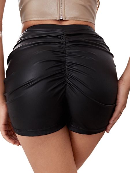 

leather look scrunch butt shorts p04g#, White;black