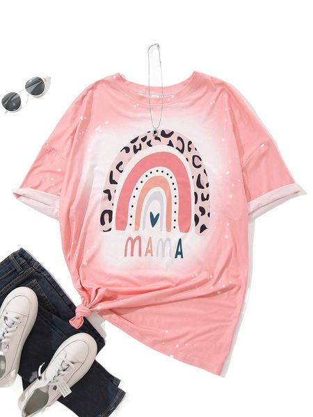 

1pc letter & heart print tee w4of#, White