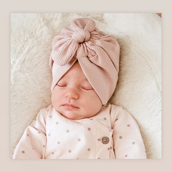 

15967 europe infant baby cotton caps beanies elastic soft cap kids bowknot hat babies turban hats, Yellow