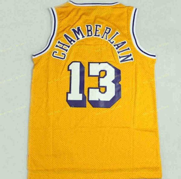 

2022 new vintage wilt 13 chamberlain jerseys uniforms rev 30 new material shirt home yellow purple white blue stitchedm47, Black;red