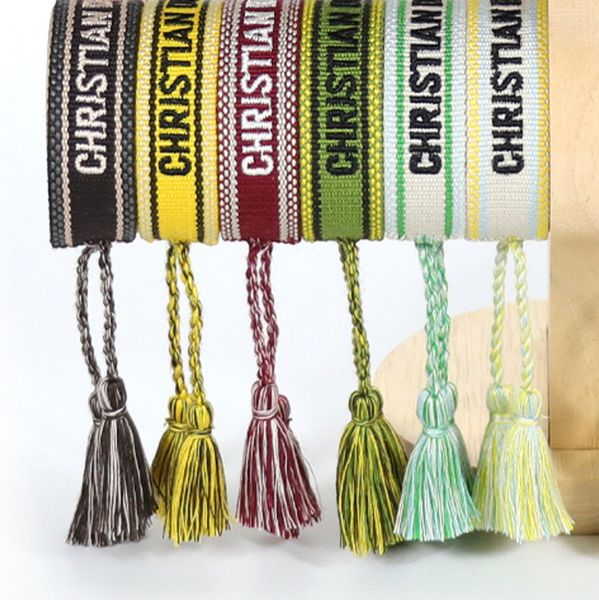 

fashion brand bracelets chains women men embroidered handmade woven signature tassel bangle adjustable friendship bangles holiday beach luxu, Golden;silver