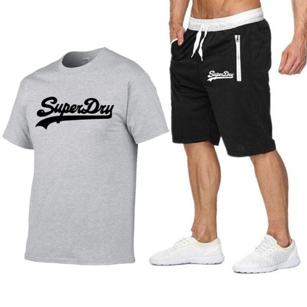 

designers men's tracksuits summer fitness fashion casual sportswear suit oversized sports suit brand swimwear t-shirt + shorts 2-piece, Gray